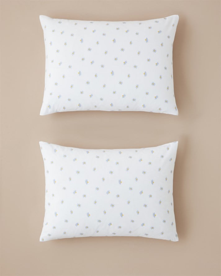 Soft Daisy Kolay Ütülenir 2li Yastık Kılıfı 50x70 cm Mavi