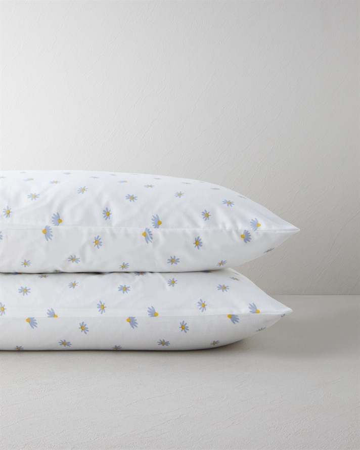 Soft Daisy Kolay Ütülenir 2li Yastık Kılıfı 50x70 cm Mavi