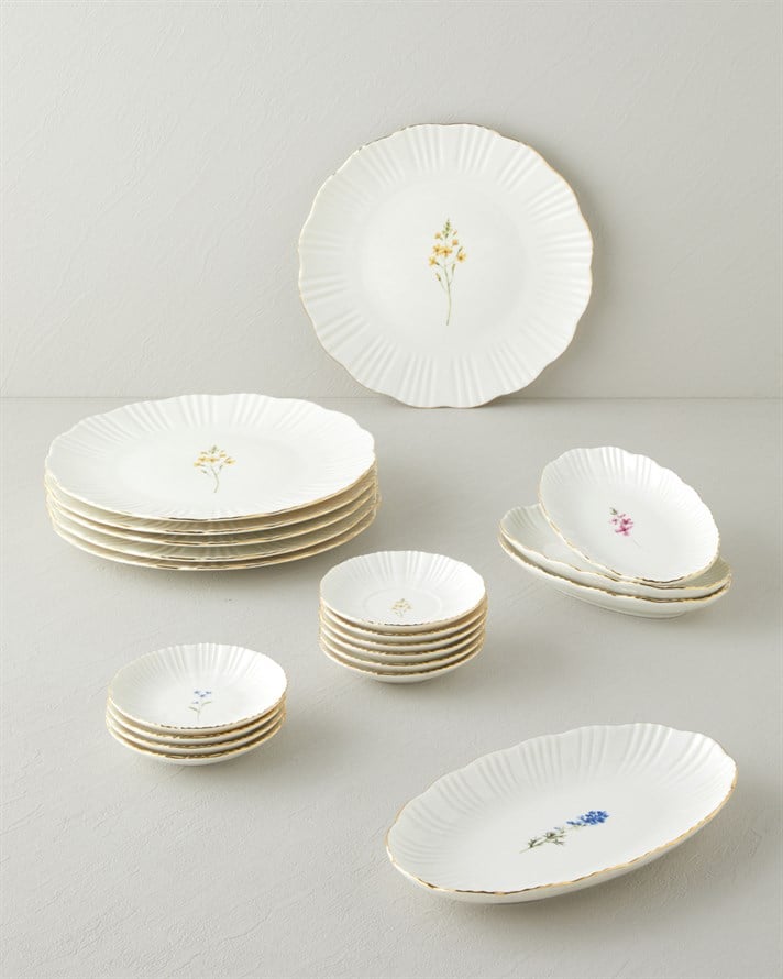 Soft Garden Porselen Kahvaltı Takımı 20 Parça 6 Kişilik Gold