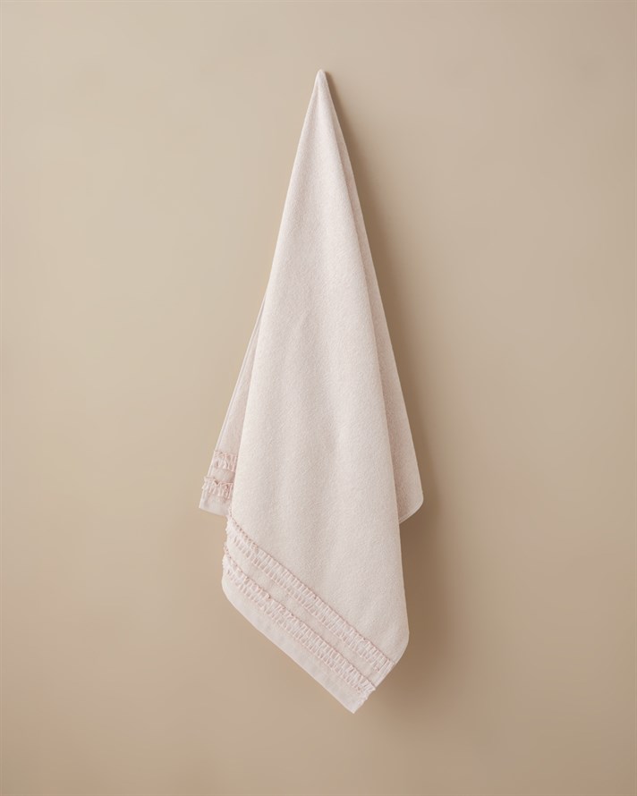 Soft Ruffle Pamuk Banyo Havlusu 70x140 cm Pudra