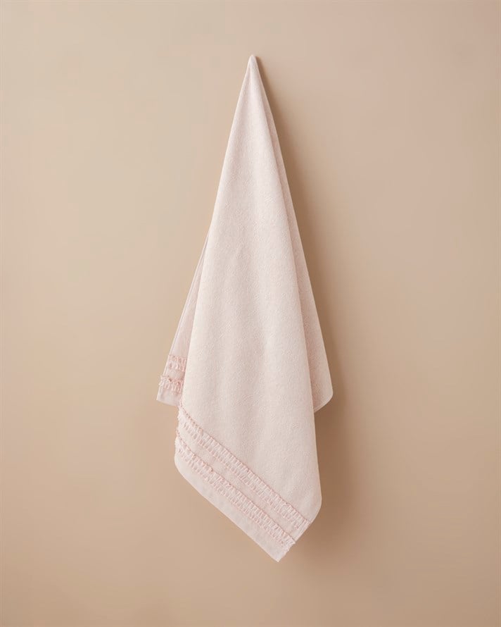 Soft Ruffle Pamuk Banyo Havlusu 70x140 cm Pudra