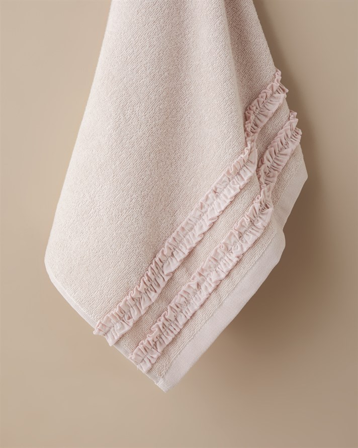 Soft Ruffle Pamuk Yüz Havlusu 50x80 cm Pudra