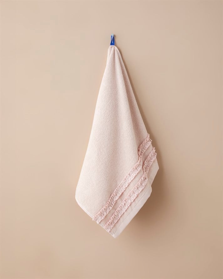 Soft Ruffle Pamuk Yüz Havlusu 50x80 cm Pudra