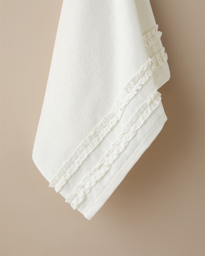 Soft Ruffle Pamuk Yüz Havlusu 50x80 cm Fildişi