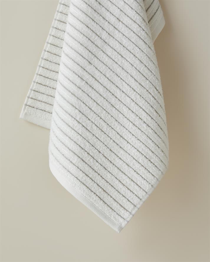 Soft Stripe Pamuk Yüz Havlusu 50x80 cm Fildişi