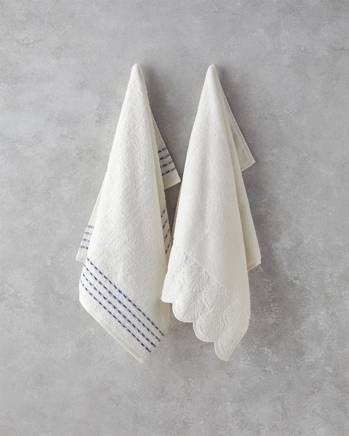 Soft Wave Pamuklu Yüz Havlusu 50x80 cm Ekru