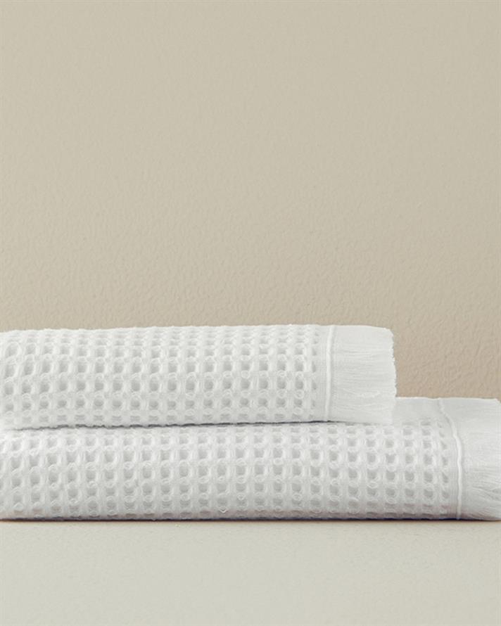 Sofya Pamuklu Waffle Banyo Havlusu 70x140 cm Ekru