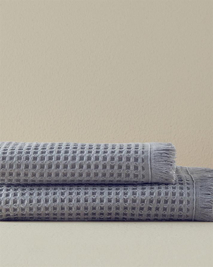 Sofya Pamuklu Waffle Banyo Havlusu Gri