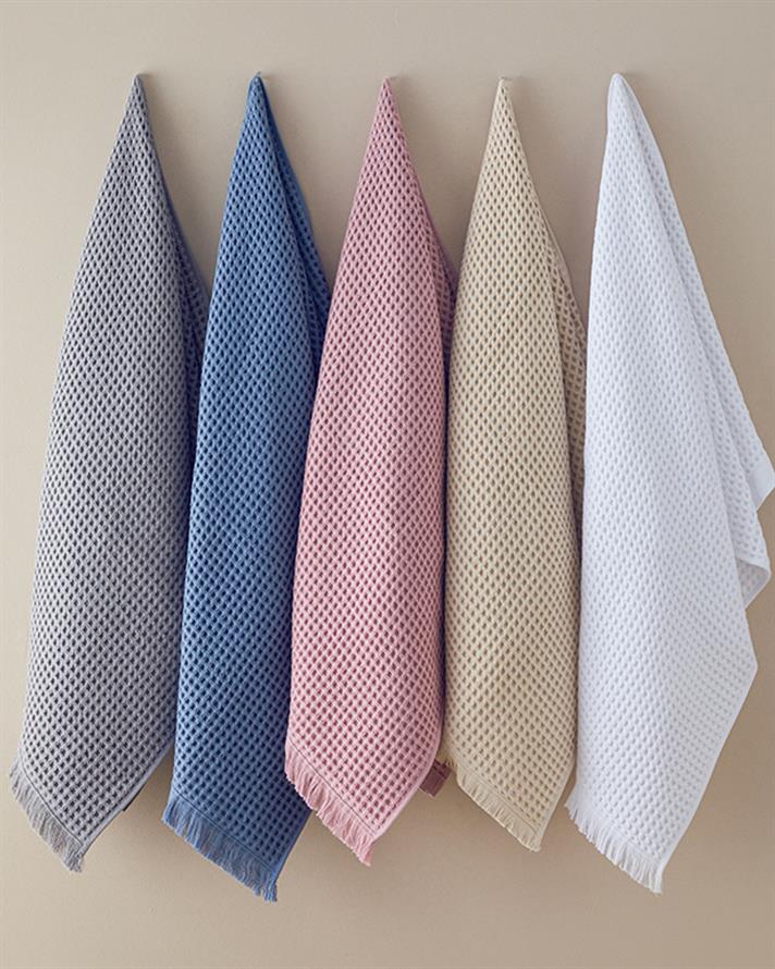 Sofya Pamuklu Waffle Banyo Havlusu Gri