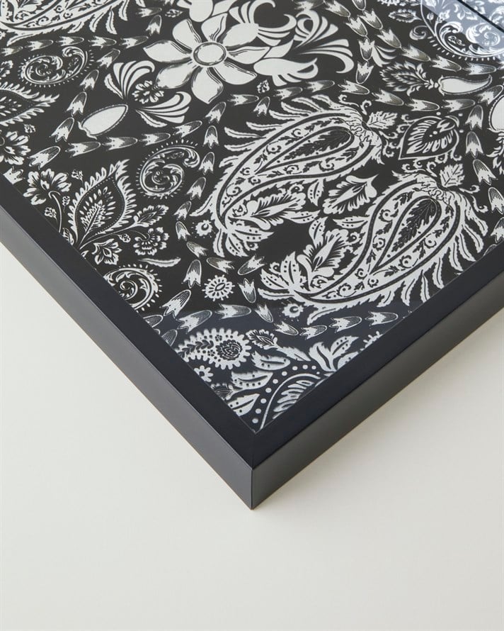 Solene Cam Dekoratif Tepsi 30x42 cm Siyah - Beyaz