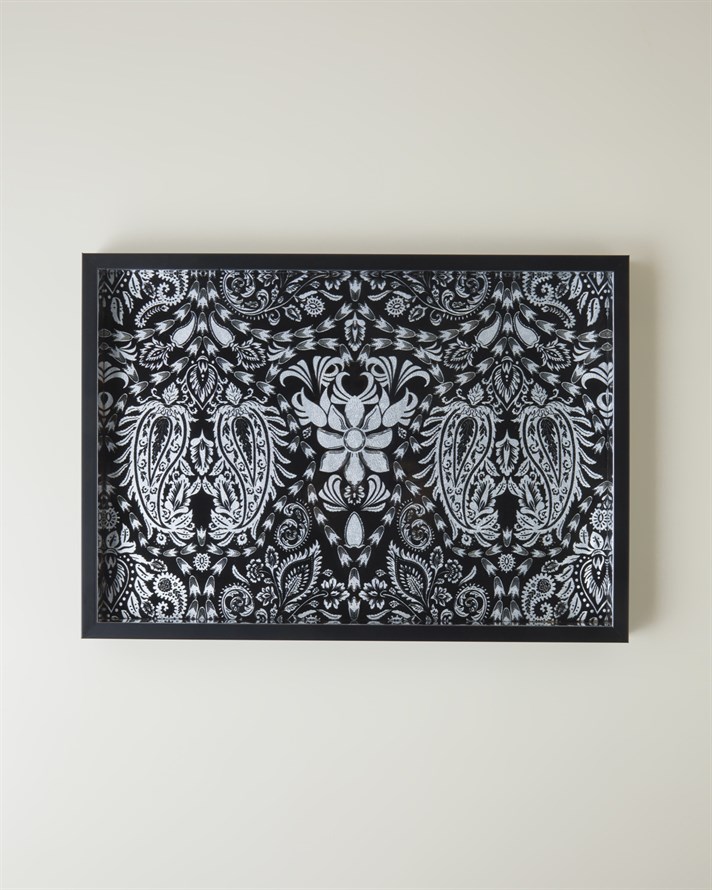 Solene Cam Dekoratif Tepsi 30x42 cm Siyah - Beyaz