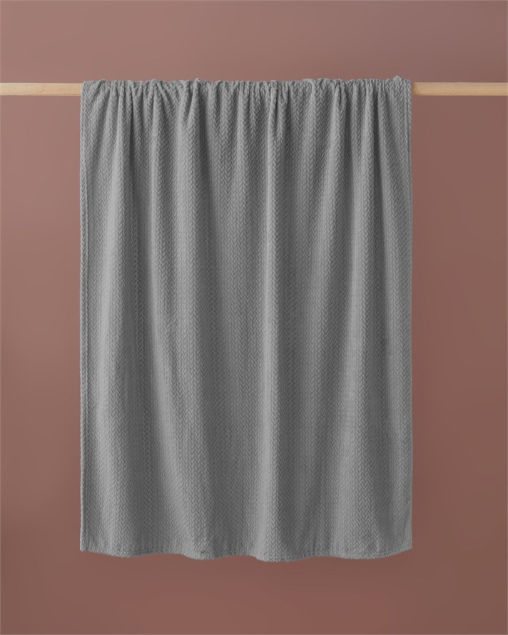 Solene Jakarlı Supersoft Tv Battaniye 120x160 cm Gri