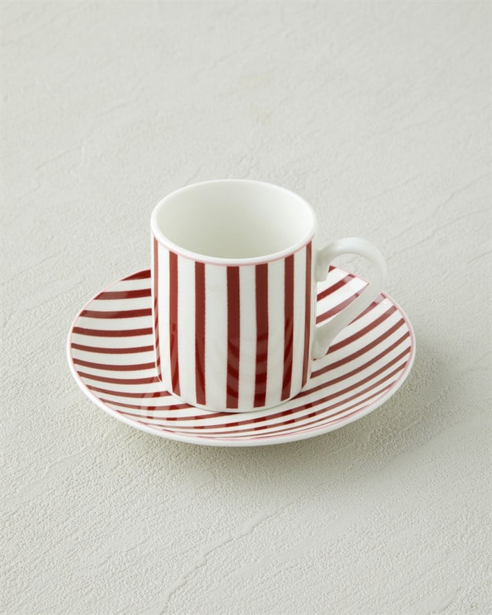 Solvia New Bone China 4 Parça 2 Kişilik Kahve Fincan Takımı 80 ml Bordo