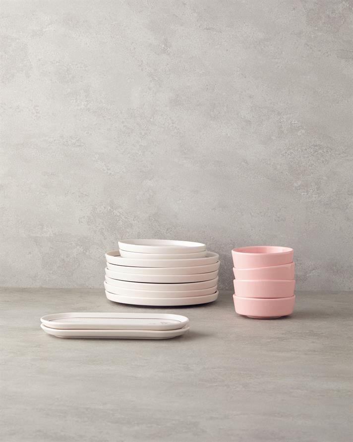 Somnia Seramik Kahvaltı Takımı 14 parça 6 kişilik Yeşil-Pembe