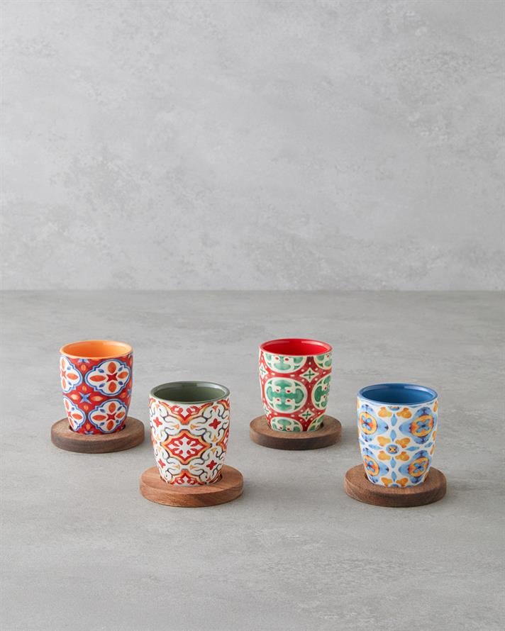 Sorrel Stoneware 8 Parça 4 Kişilik Fincan 70 ml Renkli