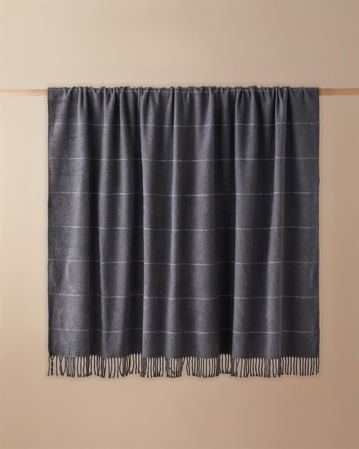 Sparkly Simli Pamuklu Çift Kişilik Battaniye 200x220 cm Antrasit