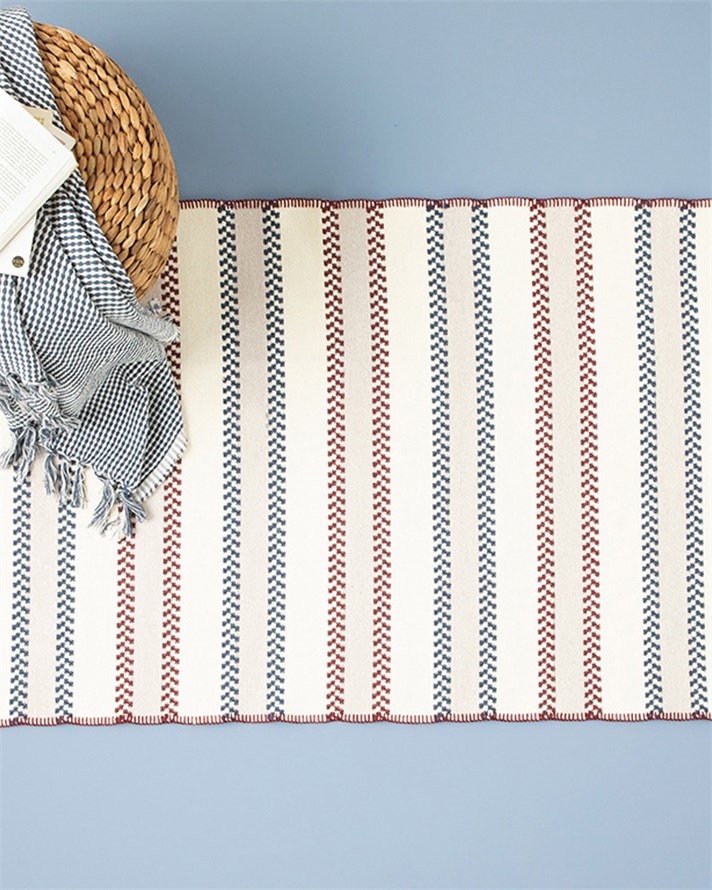 Sparks Dokuma Kilim 60x100 cm Beyaz - Bordo