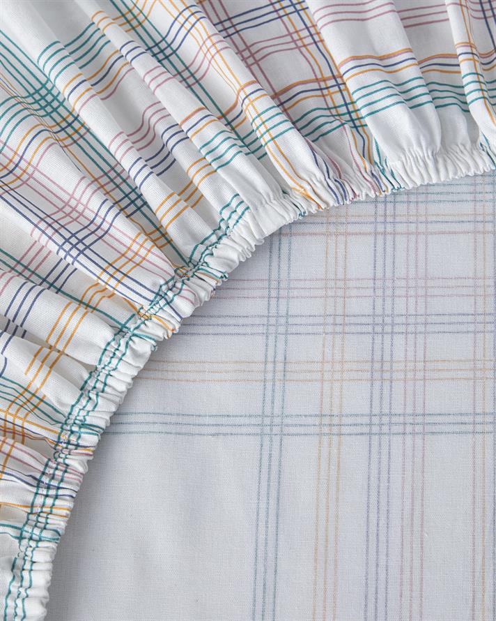 Spektrum Line Pamuklu Tek Kişilik Lastikli Çarşaf 100x200 cm Yeşil-Mavi