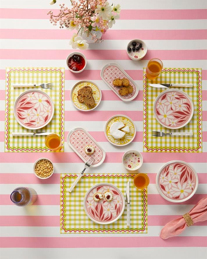 Splash Seramik Kahvaltı Takımı 10 parça 4 kişilik Kırmızı-Pembe