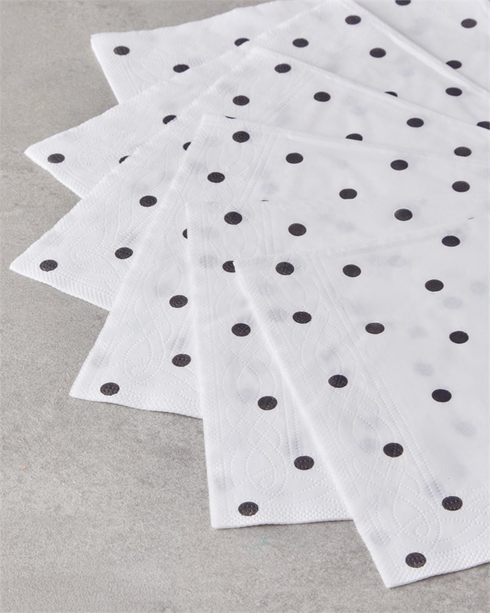 Spotty 20li Kağıt Peçete Siyah - Beyaz