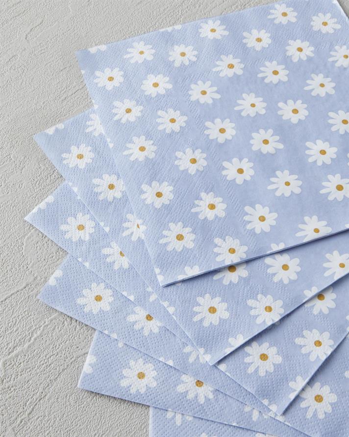 Spring Daisies Kağıt 20li Kağıt Peçete 33x33 cm Mavi