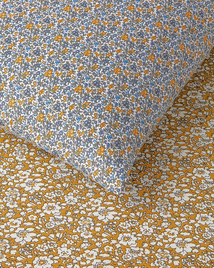 Spring Petal Baskılı Tek Kişilik Pike Takımı 150x220 cm Sarı