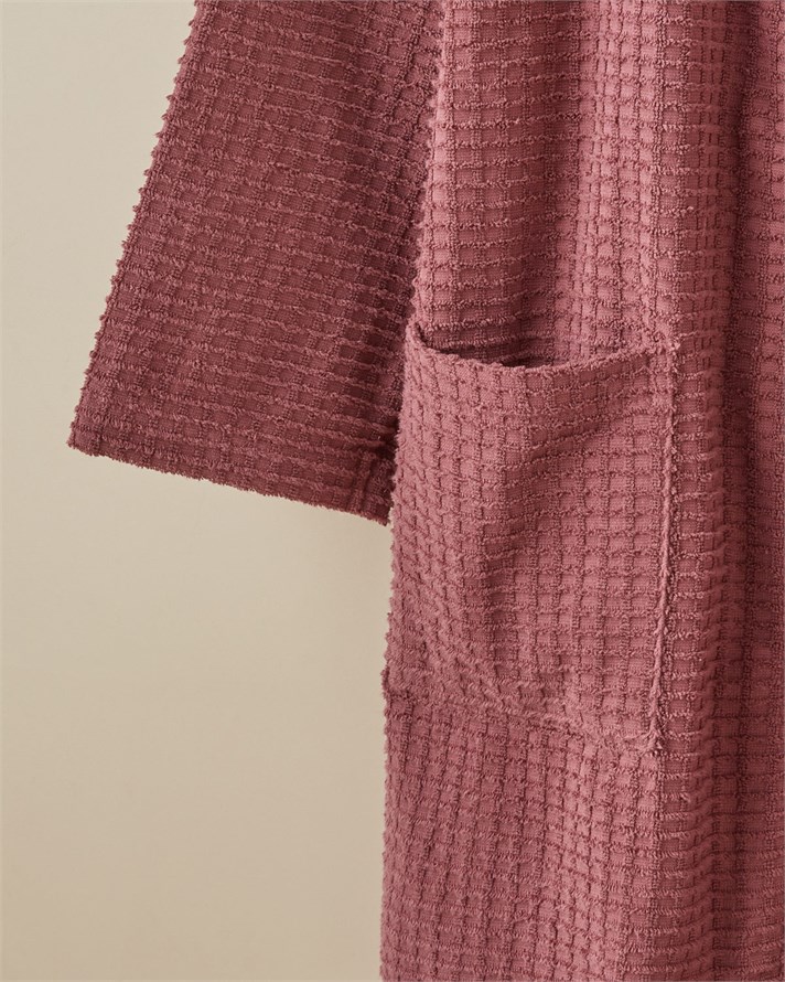 Square %100 Pamuk Bornoz L-XL Koyu Pembe