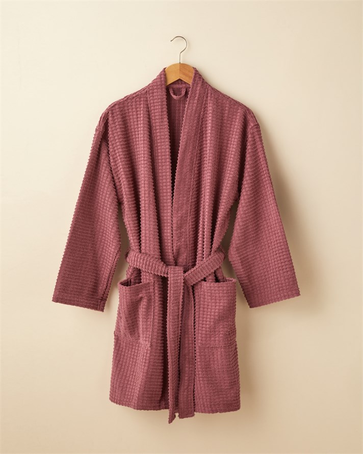 Square %100 Pamuk Bornoz L-XL Koyu Pembe