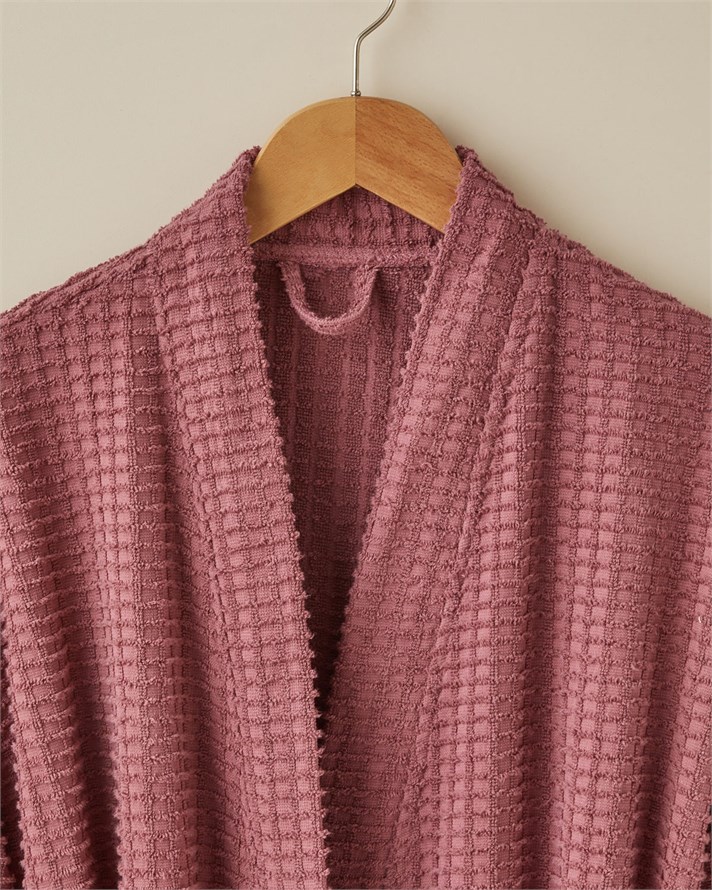 Square %100 Pamuk Bornoz L-XL Koyu Pembe