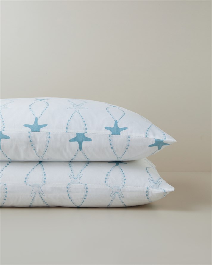Starfish Kolay Ütülenir 2li Yastık Kılıfı 50x70 cm Mavi