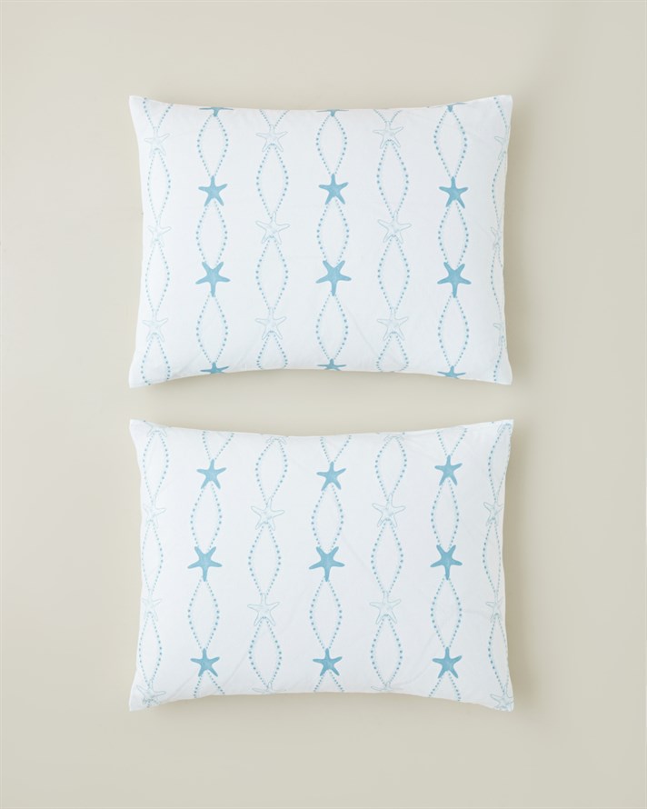 Starfish Kolay Ütülenir 2li Yastık Kılıfı 50x70 cm Mavi