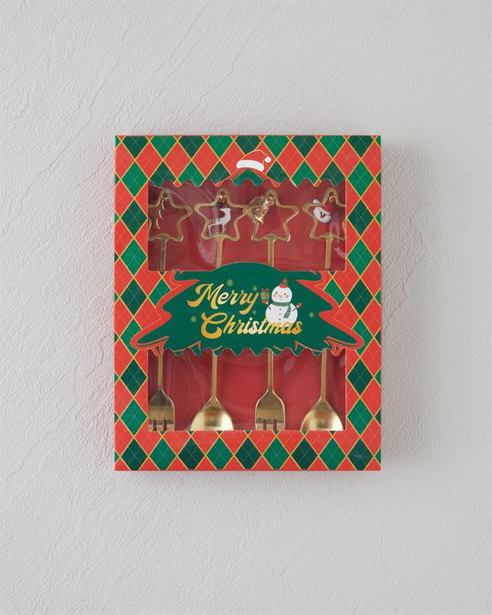 Starry Paslanmaz Çelik T.Çatal-Kaşık Set 4 Parça Gold