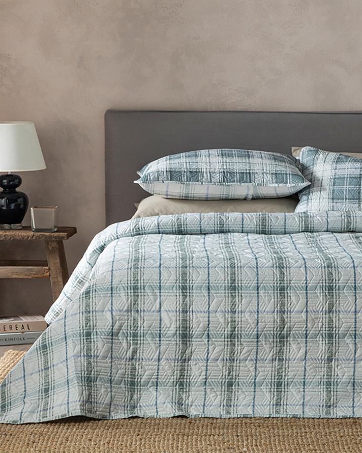 Static Check Çok Amaçlı Çift Kişilik Yatak Örtüsü Takımı 200x220 cm Gri