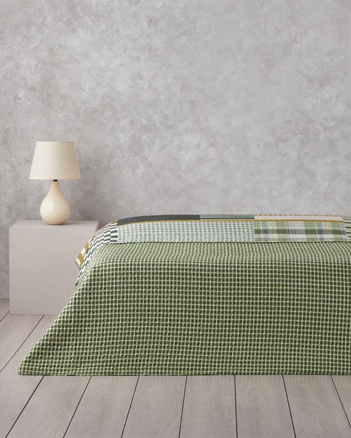 Strada Grid Tek Kişilik Çok Amaçlı Örtü 160x220 cm Yeşil