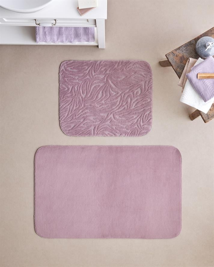 Strala Kaydırmaz Taban Banyo Paspası Seti Gül Kurusu