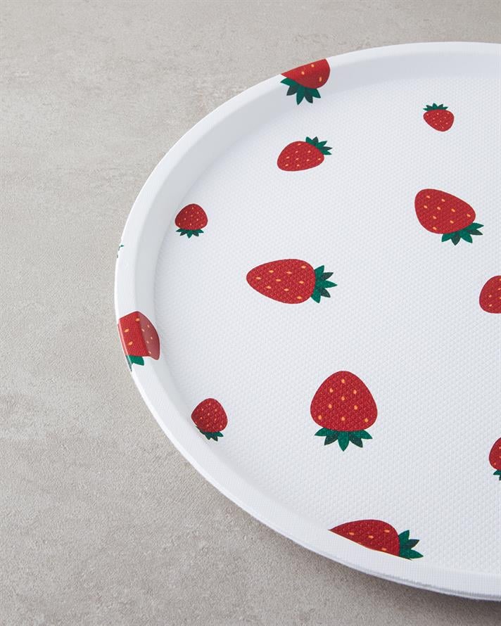 Strawberries Tepsi Beyaz - Kırmızı