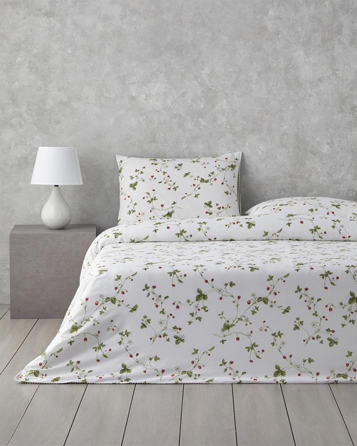 Strawberry Pamuk Tek Kişilik Çarşaflı Nevresim Takımı 160x220 cm Yeşil – Kırmızı