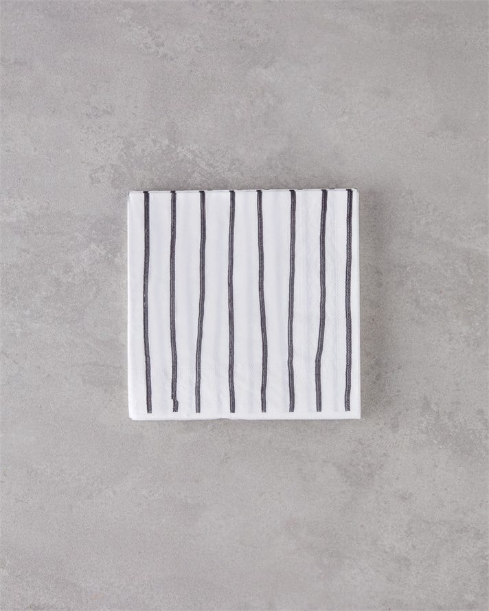 Streaky 20li Kağıt Peçete 33x33 cm Siyah - Beyaz