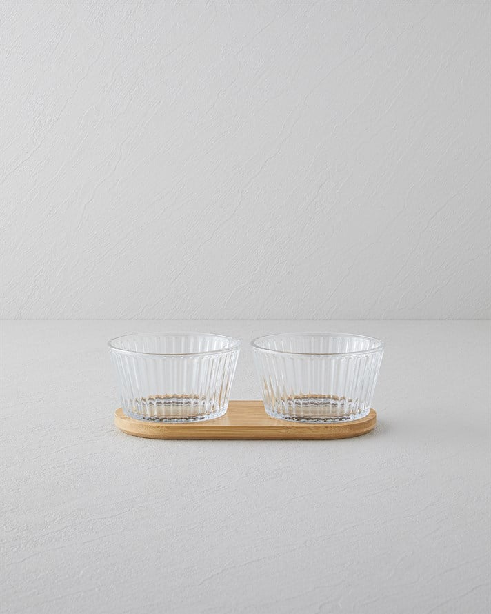 Stria Cam-Bambu 3 Parça Sunumluk 11x6,5 cm Şeffaf