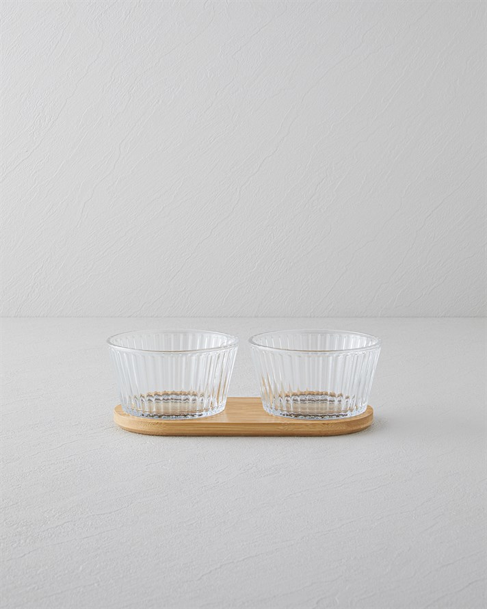 Stria Cam-Bambu 3 Parça Sunumluk 11x6,5 cm Şeffaf