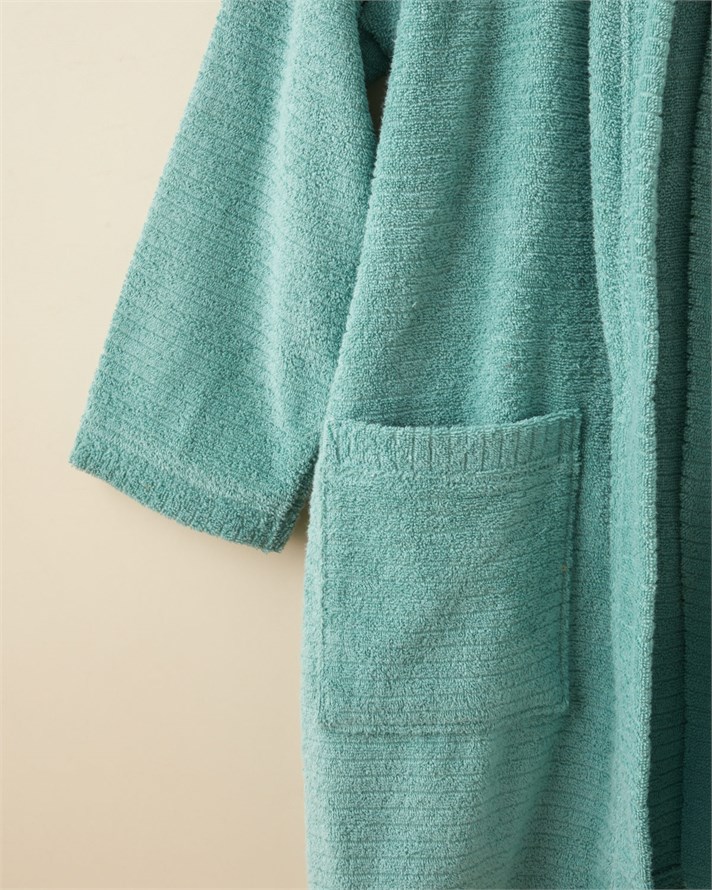 Stripe %100 Pamuk Bornoz L-XL Mint
