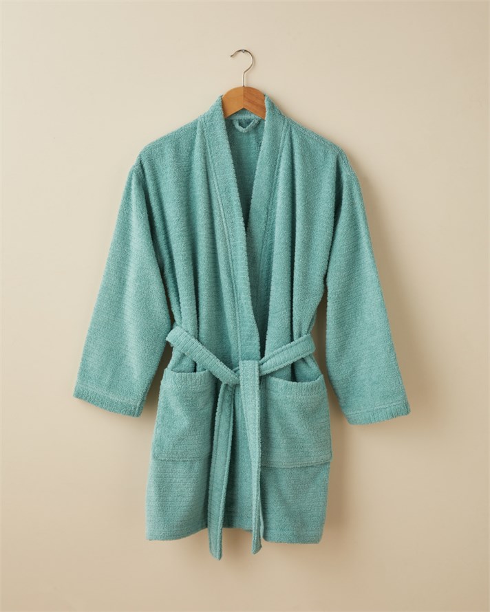 Stripe %100 Pamuk Bornoz L-XL Mint