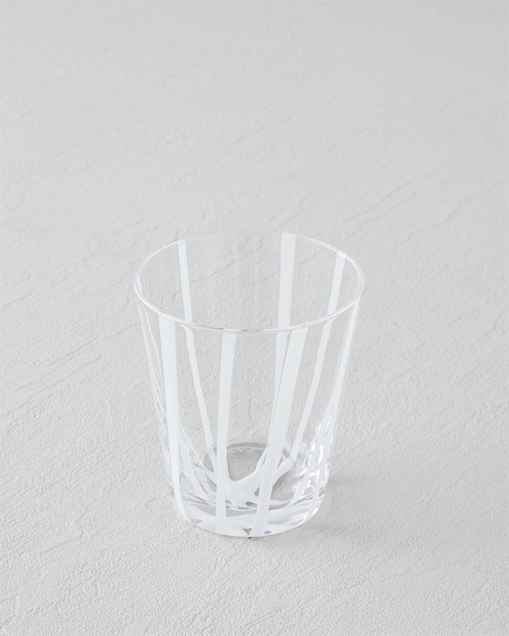 Stripe Cam El Yapımı Bardak 240 ml Beyaz