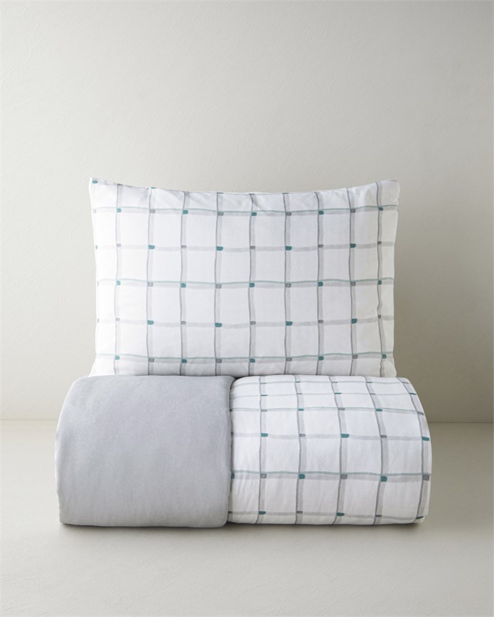 Stripe Harmony  Kolay Ütülenir Tek Kişilik Nevresim Seti 160x220 cm GRİ-YEŞİL