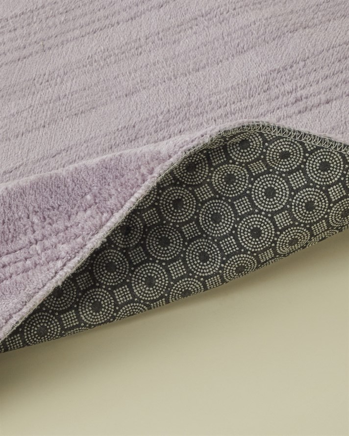 Stripe Line Kaydırmaz Taban Banyo Paspası Seti 60x80 cm + 40x60 cm Lila