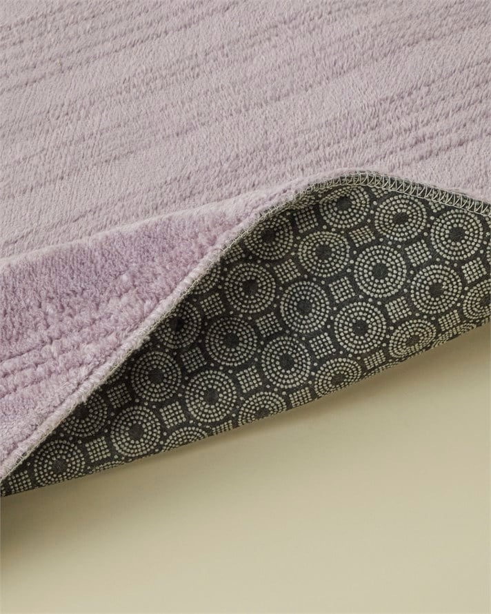 Stripe Line Kaydırmaz Taban Banyo Paspası Seti 60x100 cm + 50x60 cm Lila