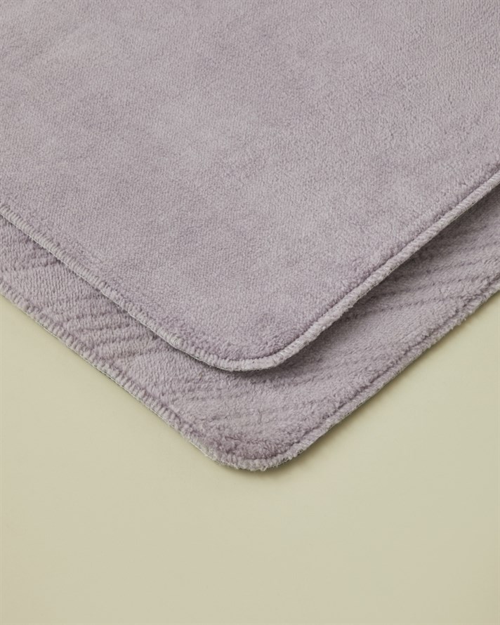Stripe Line Kaydırmaz Taban Banyo Paspası Seti 60x80 cm + 40x60 cm Lila