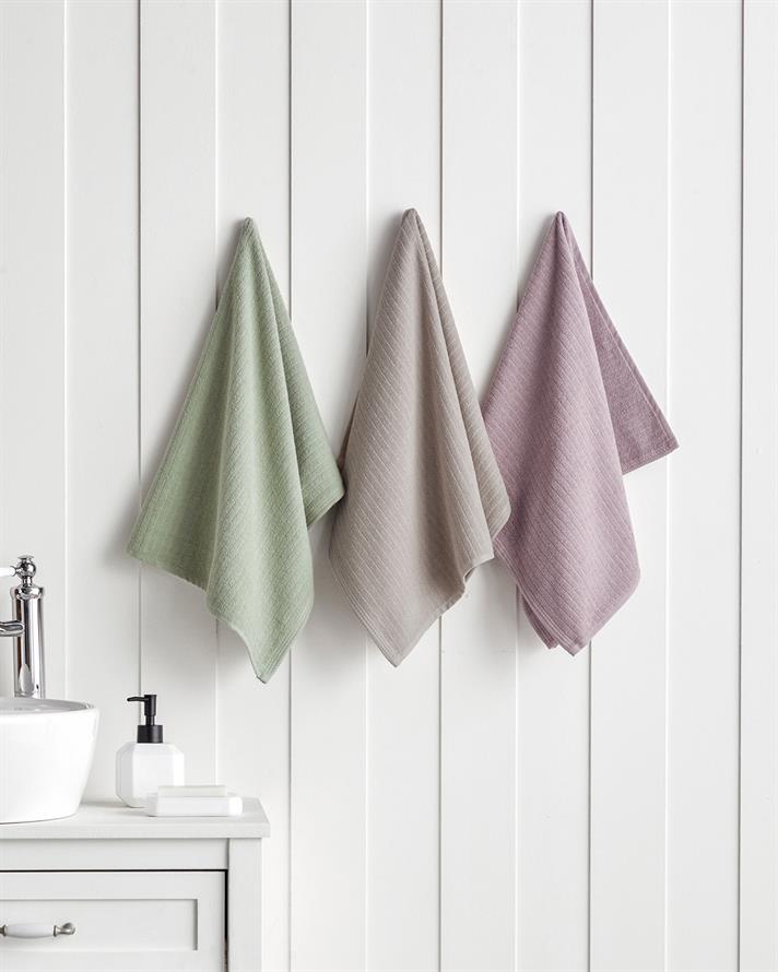 Stripe %100 Pamuk Yüz Havlusu 50x70 cm Gül Kurusu