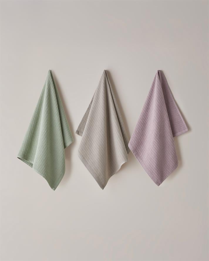 Stripe Pamuk Yüz Havlusu 50x70 cm Haki