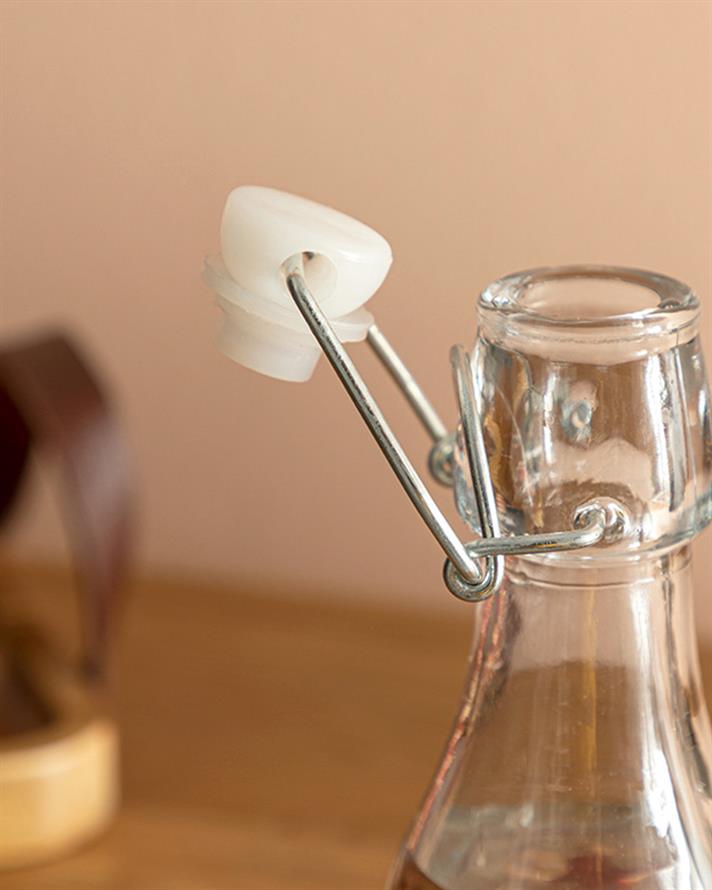 Stripe Wicker Cam Hasırlı Şişe Kırmızı